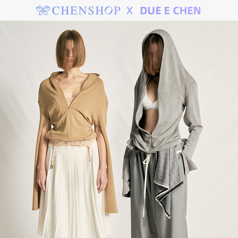 春夏新款连肩帽破袖上衣外套