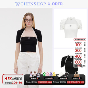 气质睫毛蕾丝灵动短T恤上衣小众百搭CHENSHOP设计师品牌 ODTD时尚