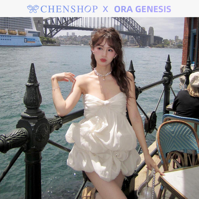 ORA GENESIS波点真丝欧根纱抹胸上衣玫瑰半裙CHENSHOP设计师买手