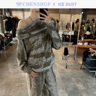 长裤 ICE 上衣阔腿裤 DUST时尚 女CHENSHOP设计师品牌 印花露肩灯笼袖