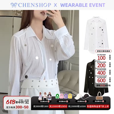 WEARABLE EVENT时尚简约镜面装饰针织衬衫上衣CHENSHOP设计师品牌