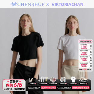 CHENSHOP设计师品牌 短袖 T恤女修身 VIKTORIACHAN时尚 潮流Karys短款