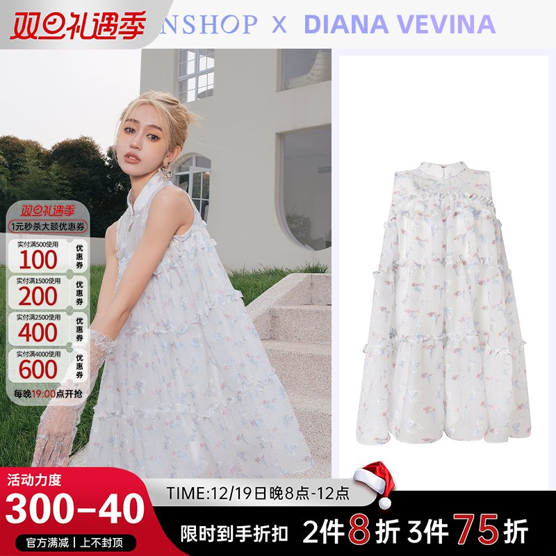 DIANA VEVINA时尚无袖碎花连衣裙2022春夏新品CHENSHOP设计师品牌