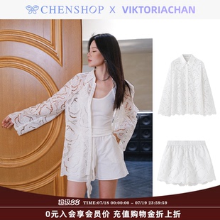 VIKTORIACHAN時尚 短褲 女套裝 寬松百搭CHENSHOP設計師品牌 蕾絲襯衫
