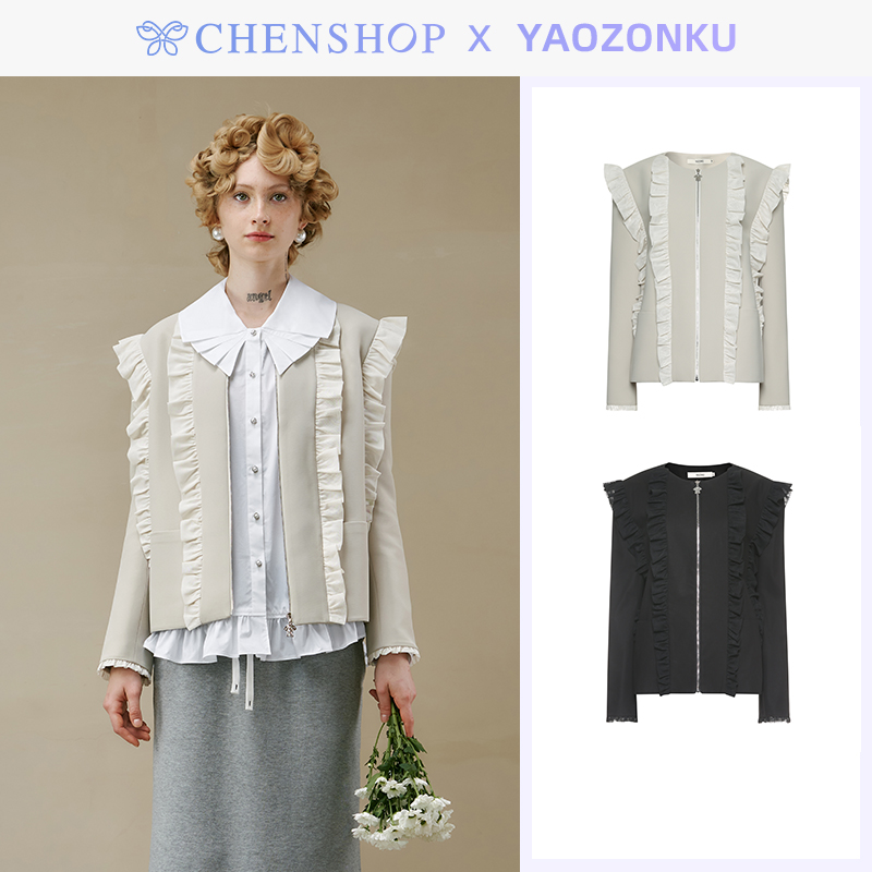 YAOZONKU时尚复古荷叶边拼接西装外套小众百搭CHENSHOP设计师品牌-封面