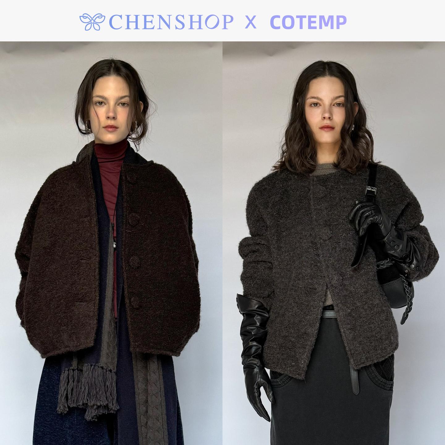 秋冬新款卡西拉简约圆领大衣外套