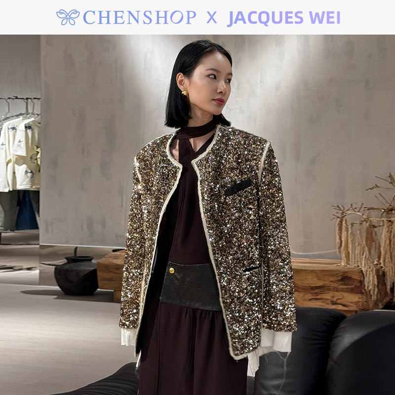 金靖那英同款亮片重工西装外套