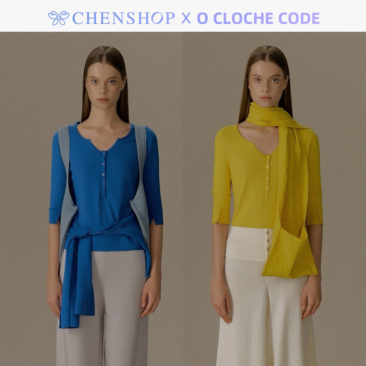 oclochecode棉羊绒中袖上衣