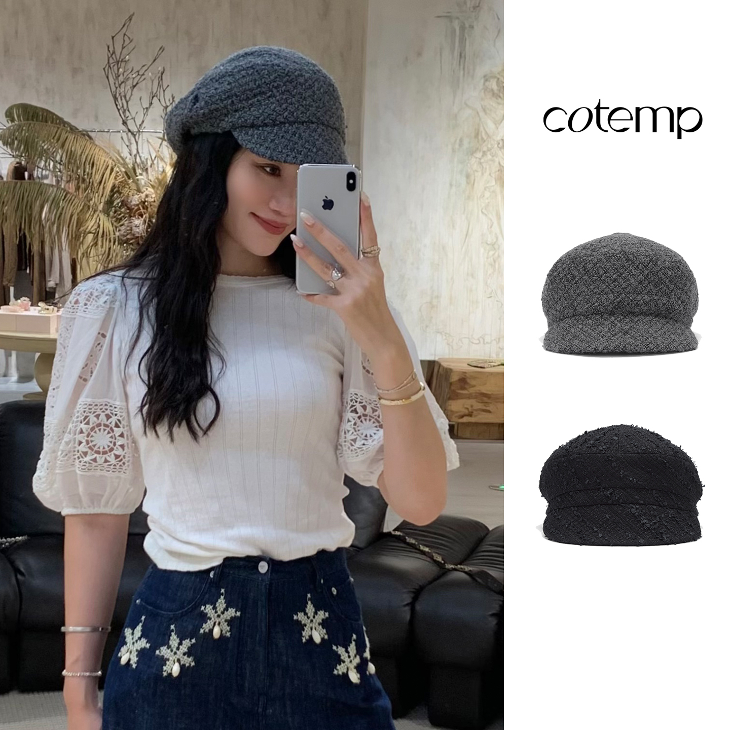 早秋新款尼克粗花呢羊毛报童帽女