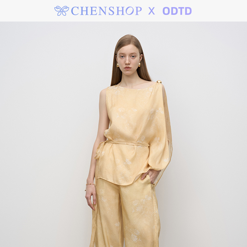 ODTD新款原创印花不规则无袖衬衫上衣鱼尾半裙CHENSHOP设计师品牌