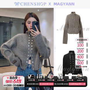 CHENSHOP设计师品牌 外套新品 简约双排扣金属拉链开衫 Magyann时尚