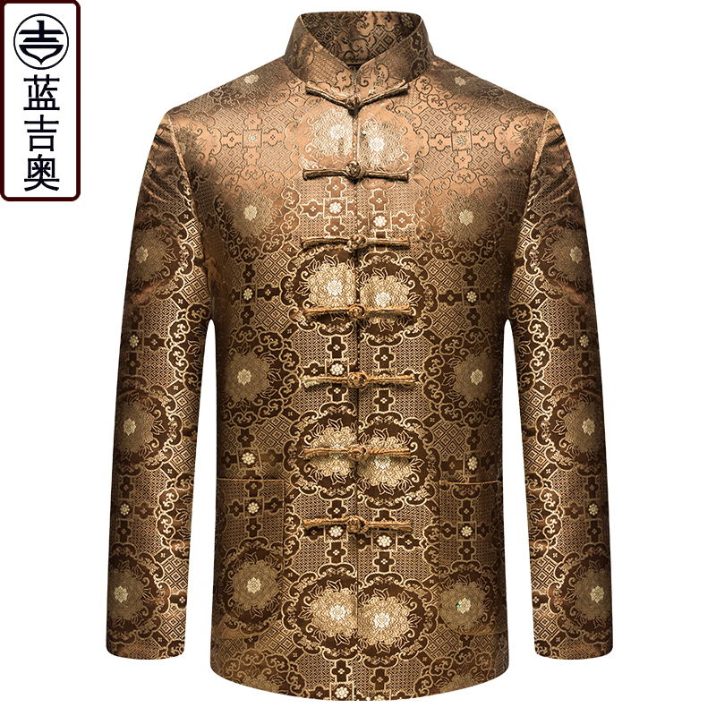 老年人唐装男秋冬中山装中式男装爸爸爷爷老人衣服中国风棉袄外套