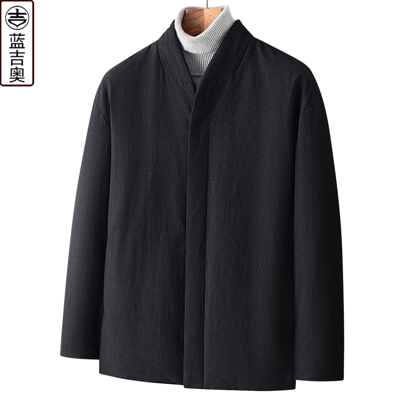 中青年男士羽绒服棉麻国风冬外套