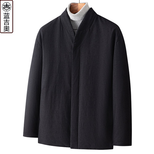 中青年男士棉麻羽绒服国风冬外套
