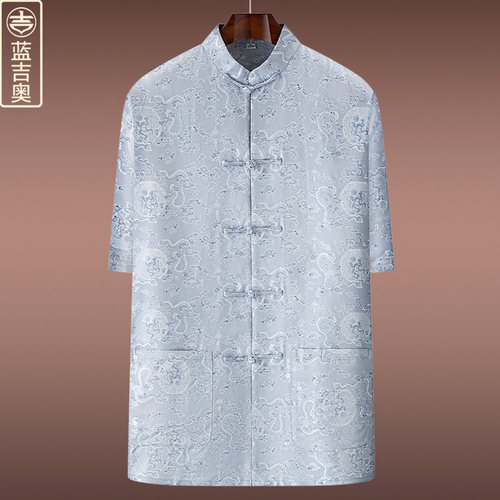 中年男士宋锦唐装中国风禅茶服