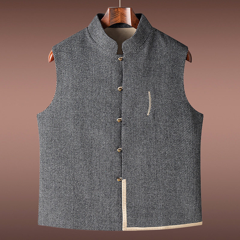 中青年男士羊毛马甲原创设计中国风盘扣立领马夹中式坎肩爸爸背心,男装,常规马甲,淘宝优惠券,粉丝福利购,淘宝优惠卷