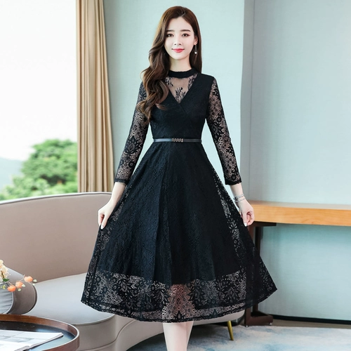 Элитное осеннее женское кружевное платье, осенний модный лонгслив, в западном стиле, яркий броский стиль, по фигуре