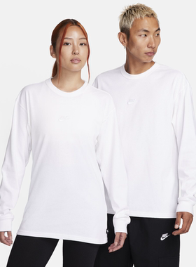 Nike耐克 男子长袖T恤秋季纯棉宽松休闲圆领刺绣柔软DO7391-100