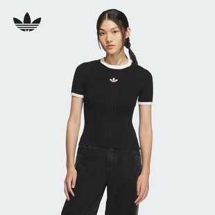 2025秋女短袖 adidas阿迪达斯三叶草OTT TIGHT修身 半袖 KS6110 T恤