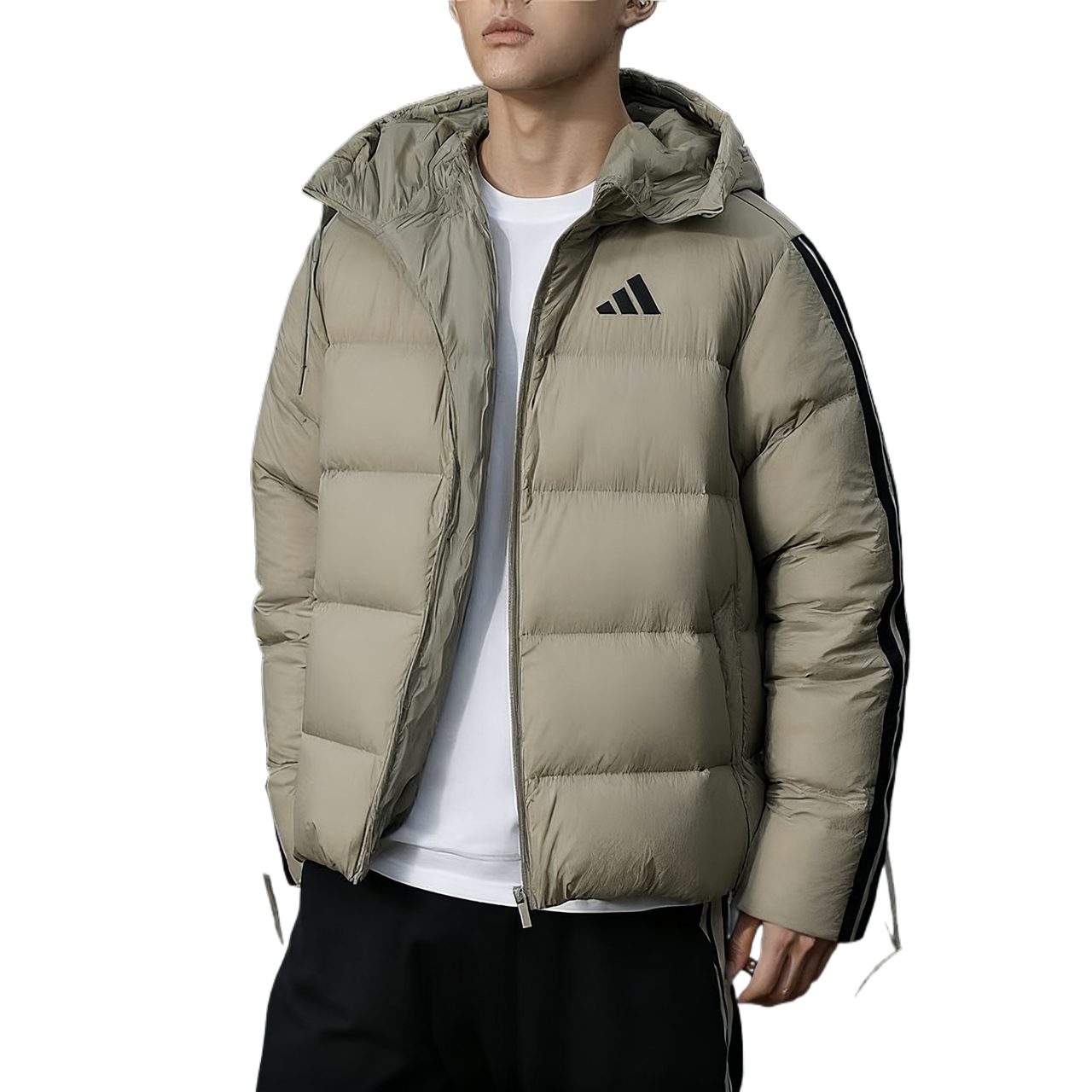 阿迪达斯加厚羽绒服男冬季保暖运动服户外防风羽绒连帽夹克外套