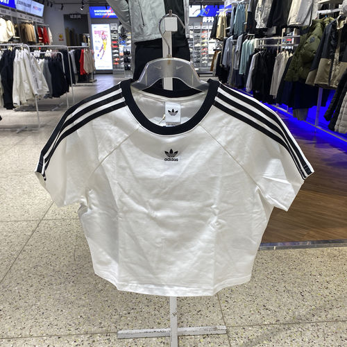 阿迪达斯三叶草短袖T恤圆领三条纹运动休闲透气上衣JC8704 JC8703