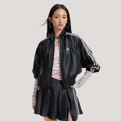 阿迪达斯夹克女装2026春季新款三条纹短裤时尚运动休闲外套KS0039