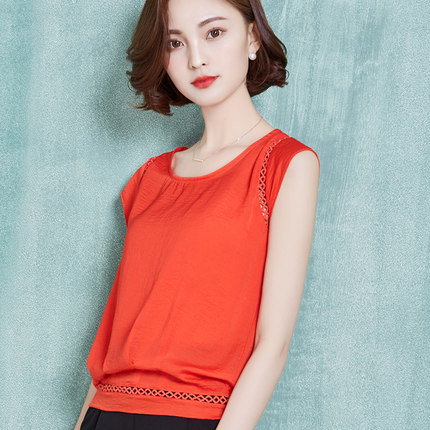 雪纺衫短袖女2017夏装新款大码宽松女士t恤显瘦短款百搭镂空上衣