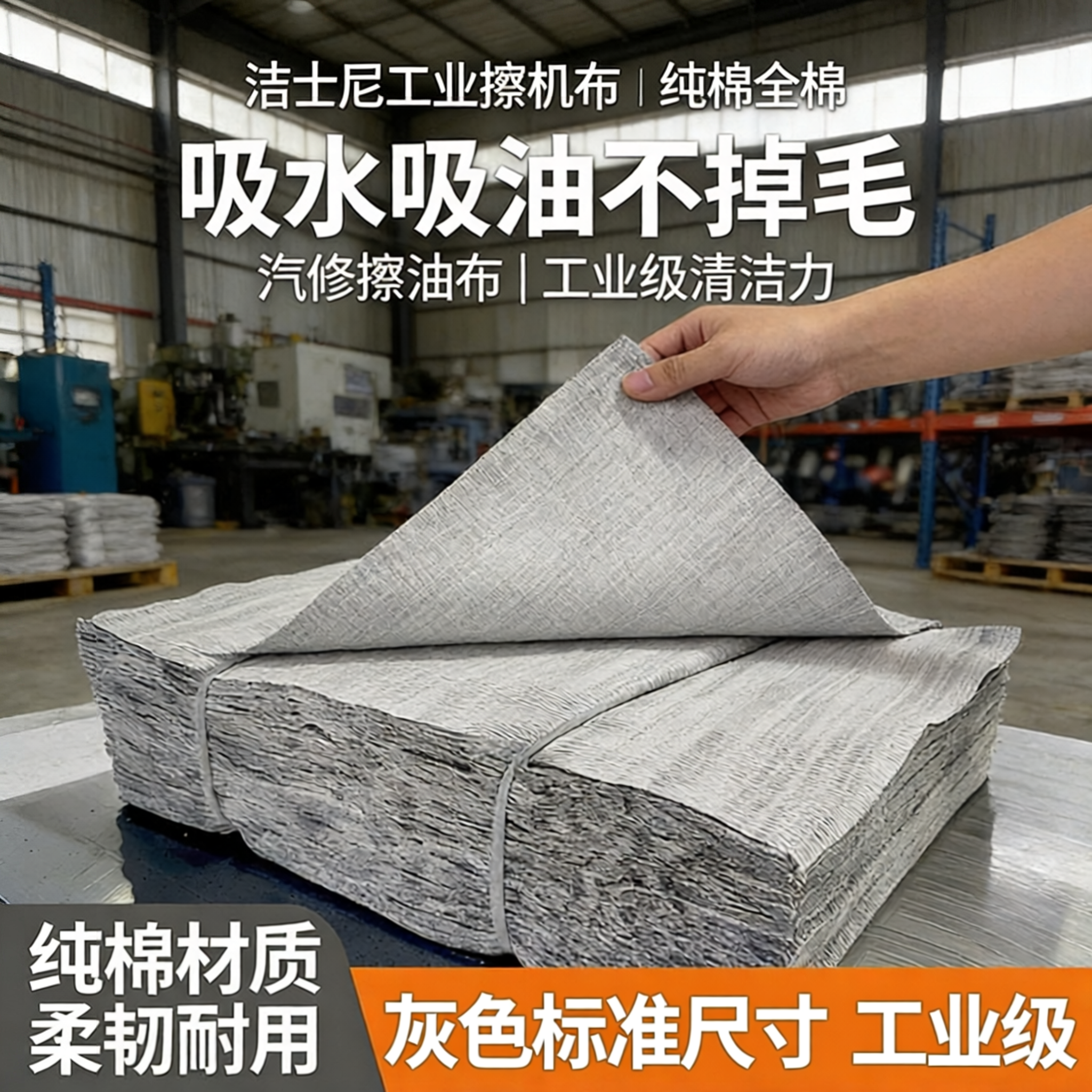 洁士尼灰色工业擦机布纯棉抹布全棉碎布吸水吸油不掉毛汽修擦油布