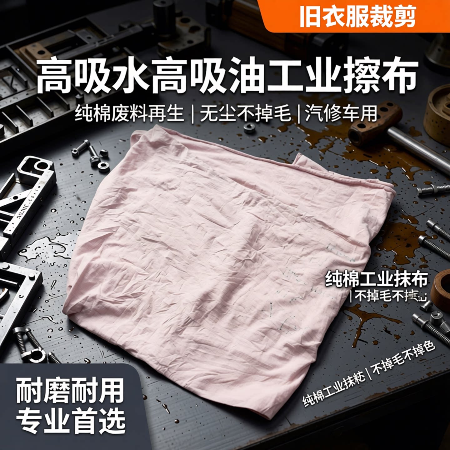 纯棉擦机布碎布工业抹布不掉毛吸水吸油杂色废布旧料汽修车擦油布