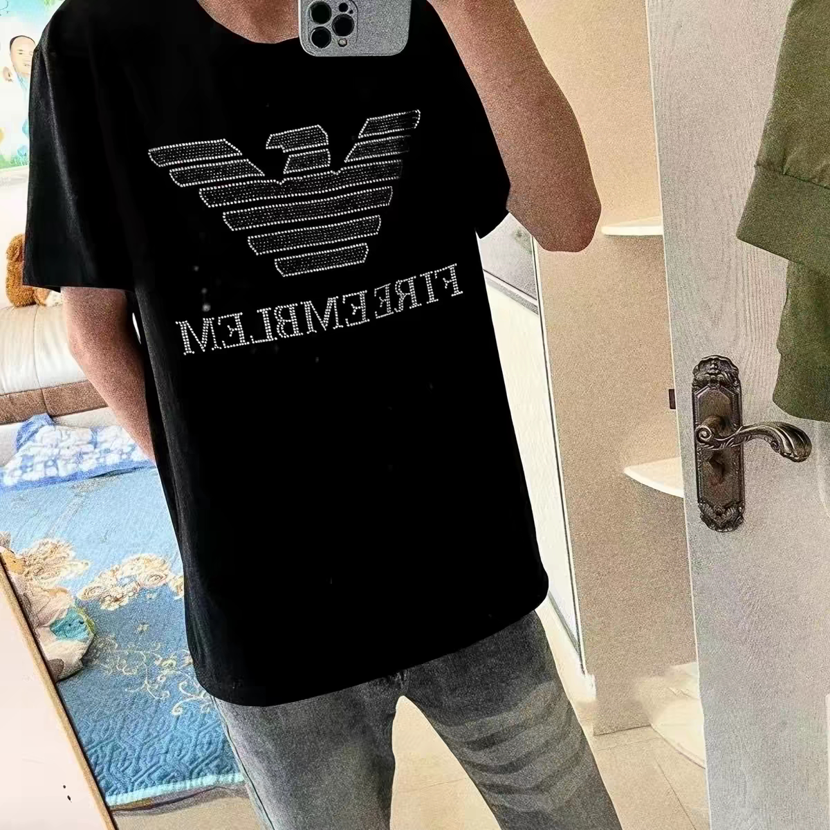 精神小伙潮牌烫钻卫衣男女情侣上衣服秋冬加绒打底衫时尚大码长袖