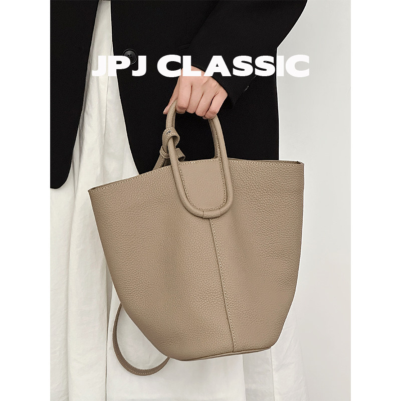 jpjclassic头层牛皮水桶包女休闲百搭单肩包城市风斜挎包通勤