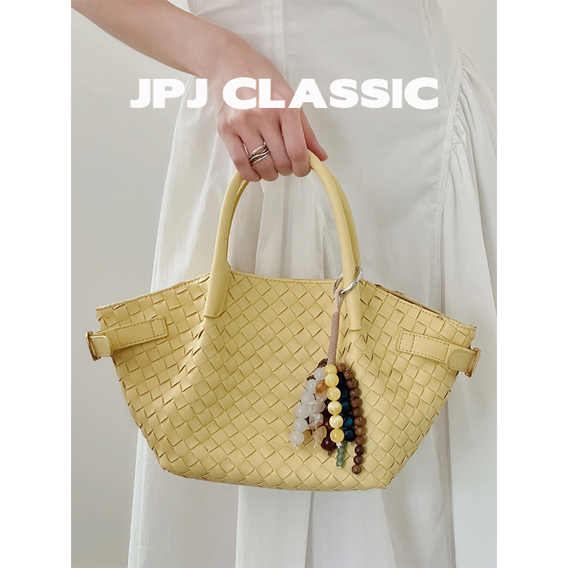 jpjclassic牛皮手工编织包菜篮子饺子包女单肩斜挎手提包翅膀包