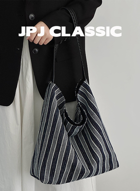 jpjclassic2026新款棉料布托特包女大容量单肩腋下包慵懒风通勤包