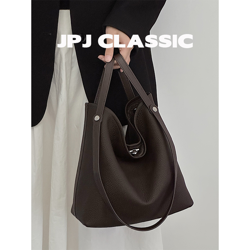 头层牛皮菜篮子手提包女单肩斜挎