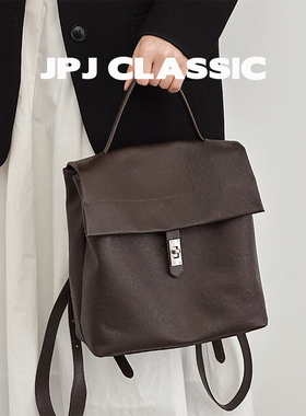 jpjclassic头层植鞣牛皮双肩包女可爱百搭旅游背包城市风通勤软包