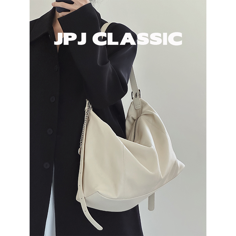 jpj通勤包头层牛皮慵懒风托特包