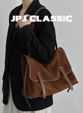 jpjclassic头层磨砂牛皮邮差包女单肩斜挎托特包百搭腋下包包