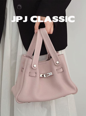 jpjclassic头层牛皮菜篮子水桶包女单肩斜挎手提包软包凯莉包