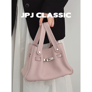 jpjclassic头层牛皮菜篮子水桶包女单肩斜挎手提包软包凯莉包