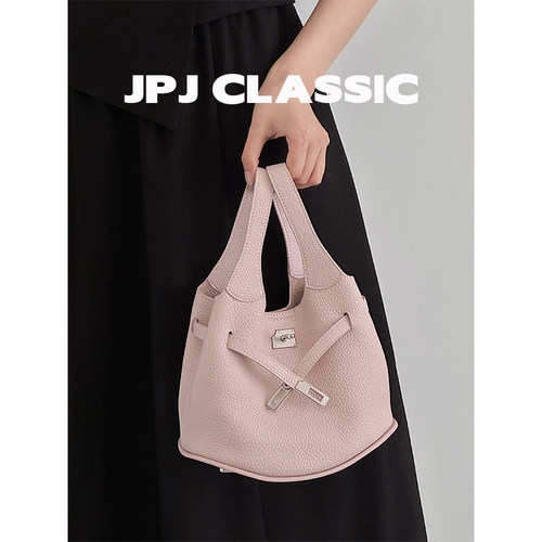 jpj头层牛皮帆船水桶包女斜挎