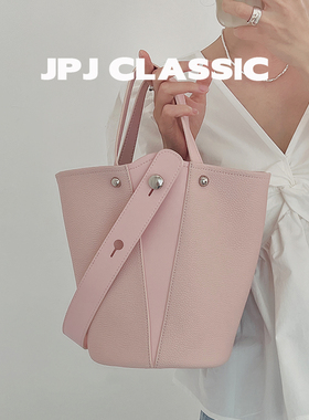 jpjclassic牛皮水桶包女单肩斜挎手提包百搭通勤腋下包潮托特包