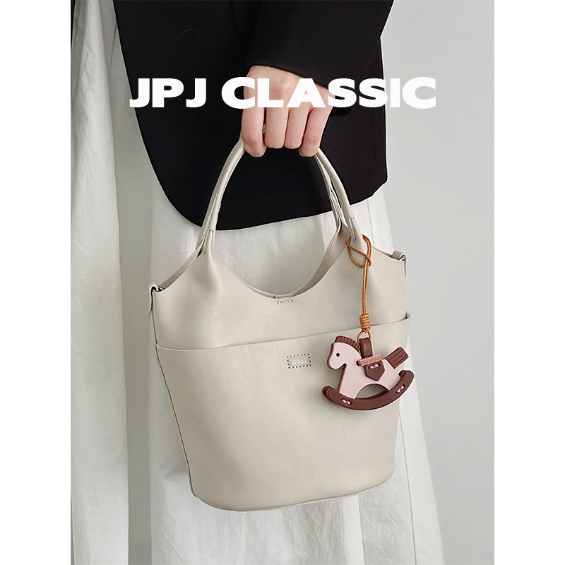 jpjclassic头层植鞣牛皮水桶包女单肩斜挎包手提包城市通勤包软包