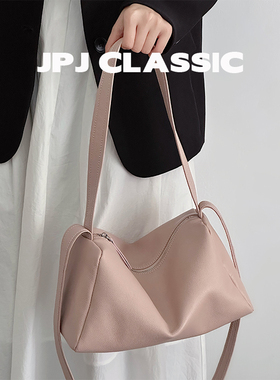 jpjclassic头层牛皮波士顿枕头包休闲慵懒风单肩斜挎通勤腋下软包