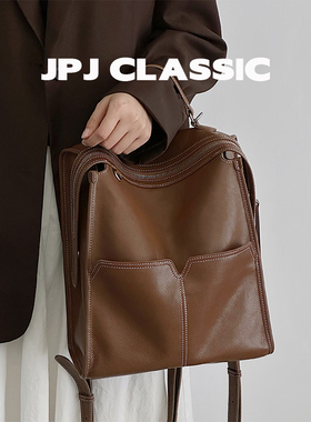 jpjclassic头层植鞣牛皮双肩包女单肩斜挎旅游背包城市风通勤软包