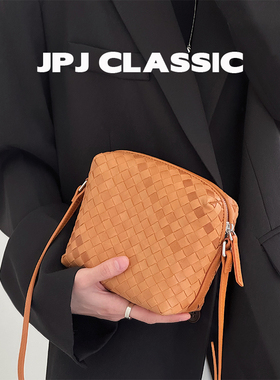 jpjclassic植鞣牛皮手工编织包女单肩斜挎迷你小包包百搭软包