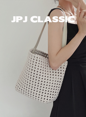 jpjclassic夏季手工编织包女单肩腋下水桶包度假慵懒风托特包镂空
