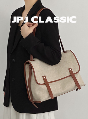 jpjclassic棉麻系列慵懒风托特包女单肩斜挎通勤包软包百搭邮差包