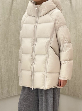 90白鸭绒羽绒服女2025冬季新款连帽宽松面包服外套泡芙短款袄子