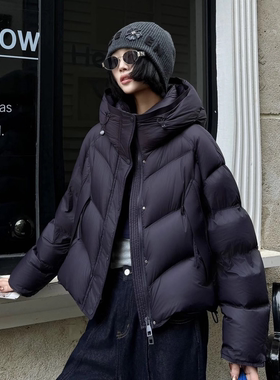 90白鸭绒羽绒服女冬季新款韩版高端连帽短款显瘦加厚泡芙外套袄子