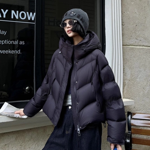 90白鸭绒羽绒服女冬季新款韩版高端连帽短款显瘦加厚泡芙外套袄子